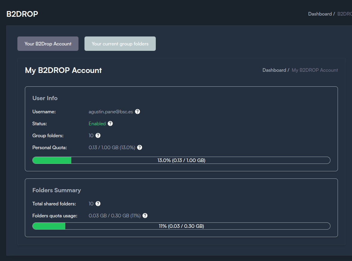 _Screenshot: My B2Drop Account Overview_