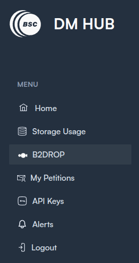 _Screenshot: B2Drop Menu Sidebar_