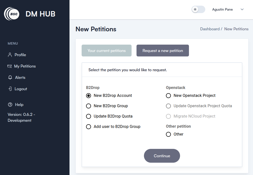 _Screenshot: Request a New Petition Tabs_