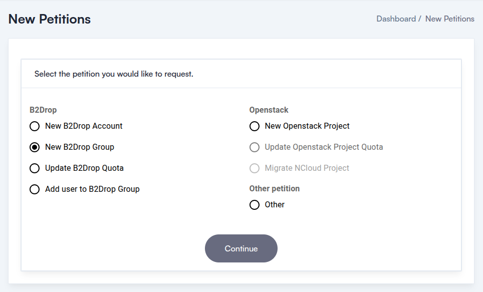 _Screenshot: Select New B2Drop Group_