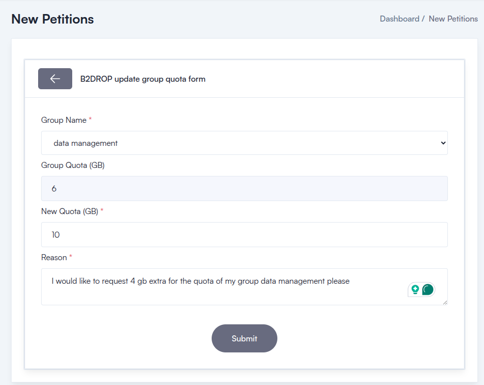 _Screenshot: Request a New Petition Tabs_